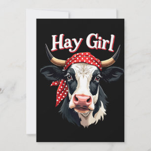 Hay Girl Farmer Funny Cattle Cow Farm Lovers Invitation