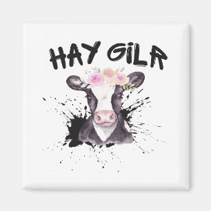 Hay Girl Farmer Funny Cattle Cow Farm Lovers Magnet
