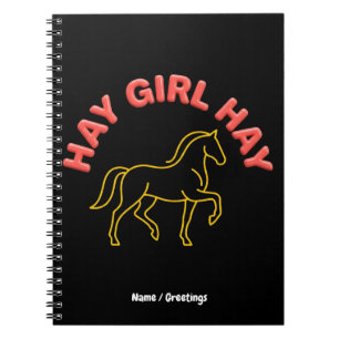 Hay Girl Hay Retro Horse Graphic 2026 Western Chic Notebook