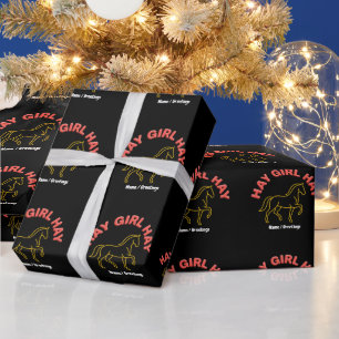 Hay Girl Hay Retro Horse Graphic 2026 Western Chic Wrapping Paper