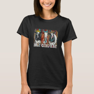 Hay Girl Western Girl Highland Cow Cowhide Leopard T-Shirt
