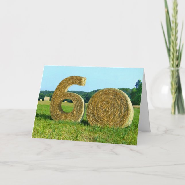 Hay! Happy 60th!" greeting card with Hay Bales (Front)
