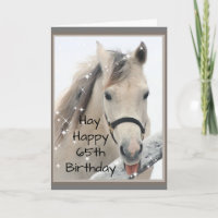 Hay Happy 65th Birthday Horse Catching Snowflakes