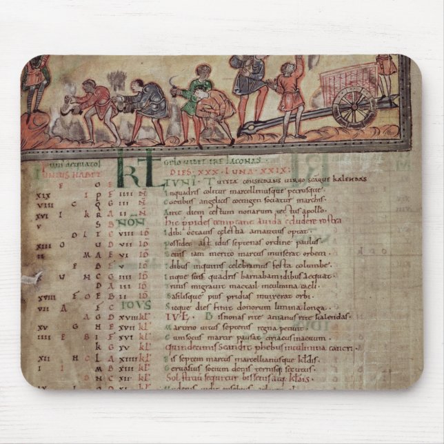 Hay-making and ploughing, from a Calendar Mouse Mat (Front)