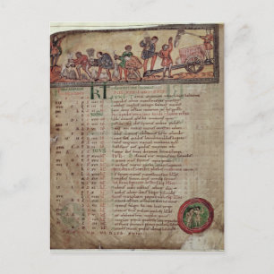 Hay-making and ploughing, from a Calendar Postcard