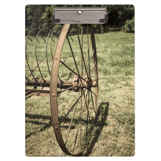 Hay Rake Wheel Aged Clipboard (Front)
