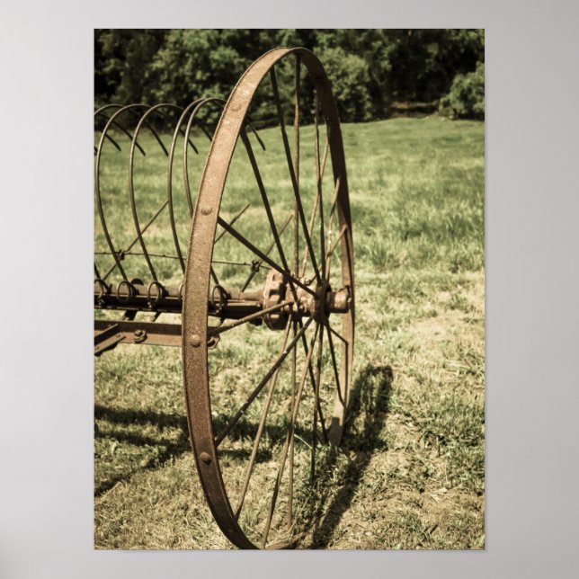 Hay Rake Wheel Aged Poster (Front)