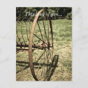 Hay Rake Wheel Aged Thinking Of You Postcard