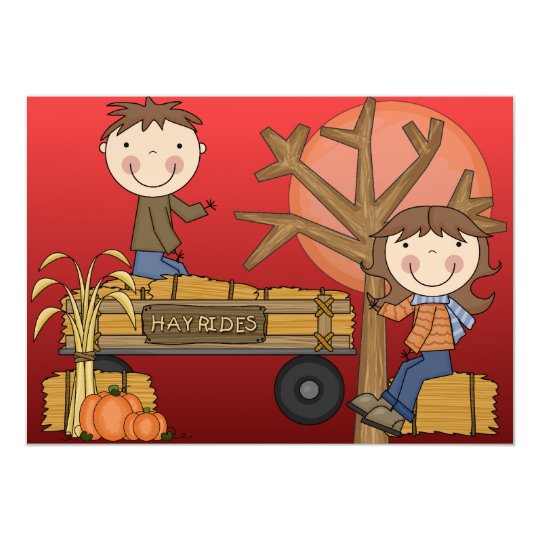 Hay Ride Autumn Party Invitation (girl)