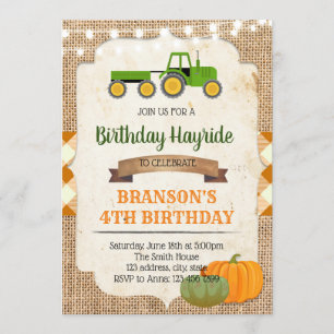 Hay ride party birthday invitation