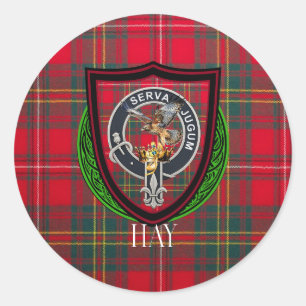 Hay Scottish Clan Tartan & Crest Classic Round Sticker
