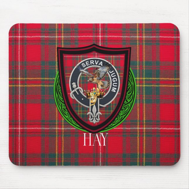 Hay Scottish Clan Tartan & Crest Mouse Mat (Front)