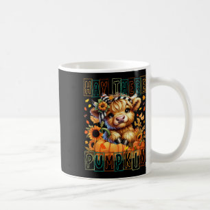 Hay There Pumpkin Retro Style Highland Cow For Fal Coffee Mug