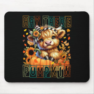Hay There Pumpkin Retro Style Highland Cow For Fal Mouse Mat