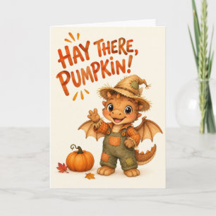 Hay There Pumpkin! Scarecrow Dragon Halloween Card