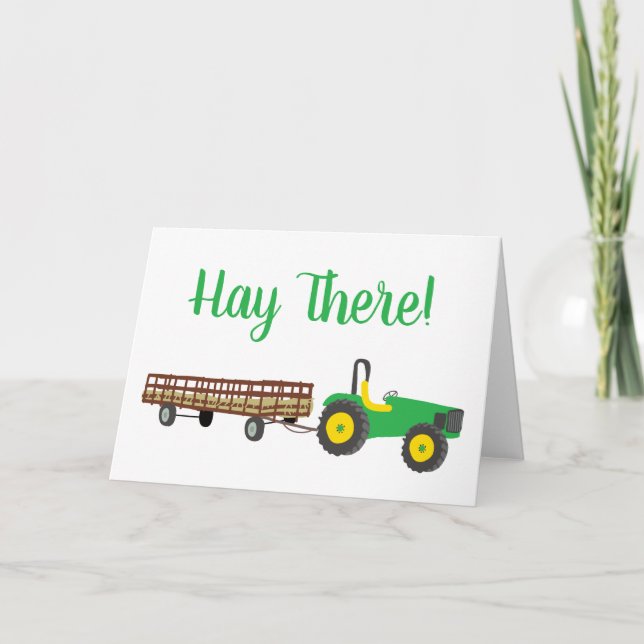 Hay There Tractor and Hay Wagon Hayride Card (Front)