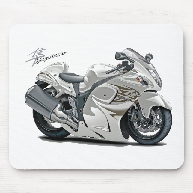 Hayabusa White Bike Mouse Mat (Front)
