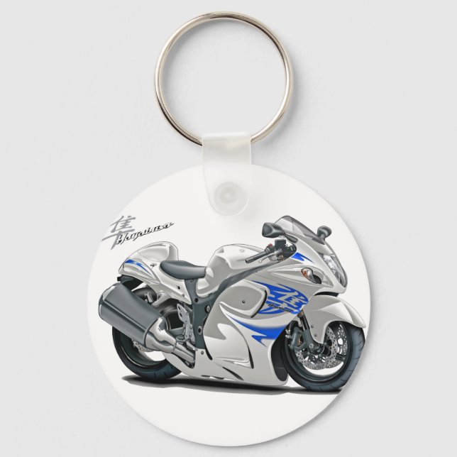 Hayabusa White-Blue Bike Key Ring (Front)