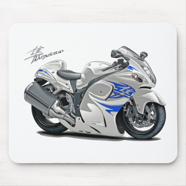 Hayabusa White-Blue Bike Mouse Mat (Front)