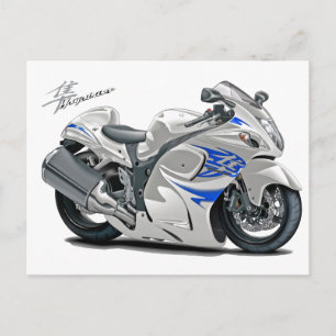 Hayabusa White-Blue Bike Postcard