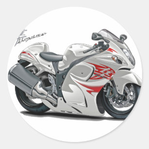 Hayabusa White-Red Bike Classic Round Sticker