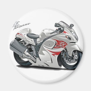 Hayabusa White-Red Bike Magnet