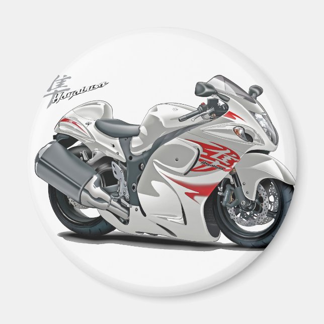 Hayabusa White-Red Bike Magnet (Front)