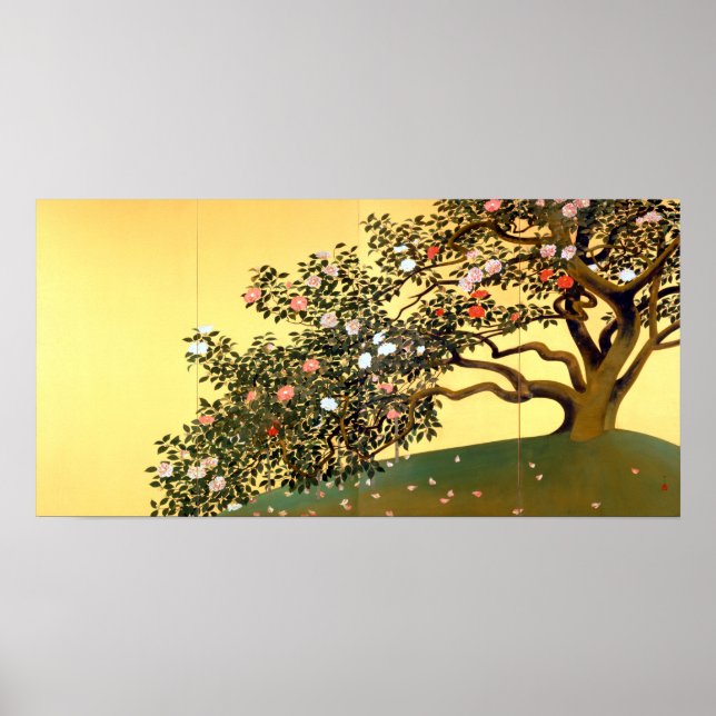 Hayami Gyoshū Camellia Blossoms Poster (Front)