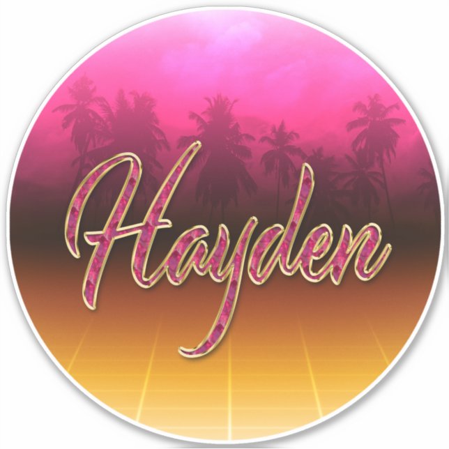 Hayden first name name golden pink stickers (Front)