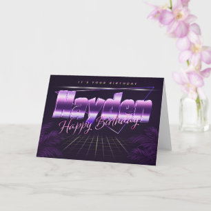 Hayden Name Vorname lila retro Karte Geburtstag Card