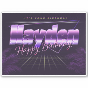 Hayden Name Vorname lila retro Sticker Geburtstag