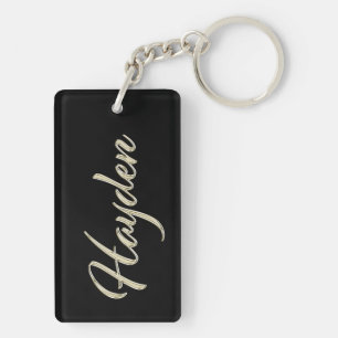 Hayden name whitegold key trailer ring