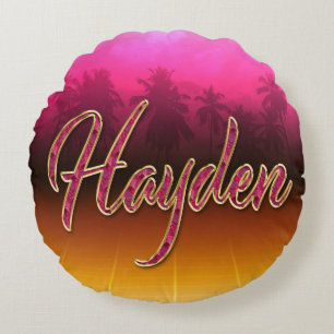 Hayden Vorname Name golden pink Kissen Round Cushion