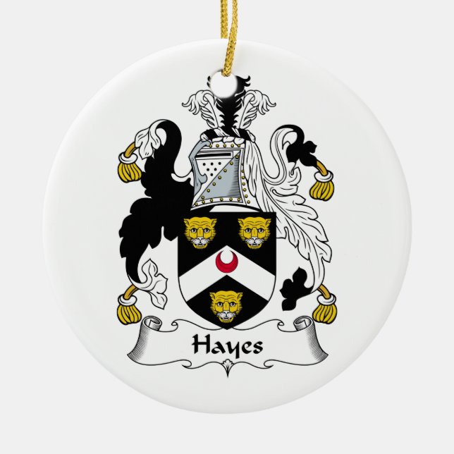 Hayes Family Crest Ceramic Tree Decoration (Front)