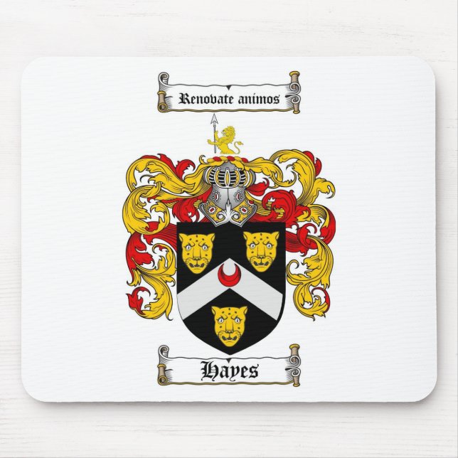 HAYES FAMILY CREST -  HAYES COAT OF ARMS MOUSE MAT (Front)