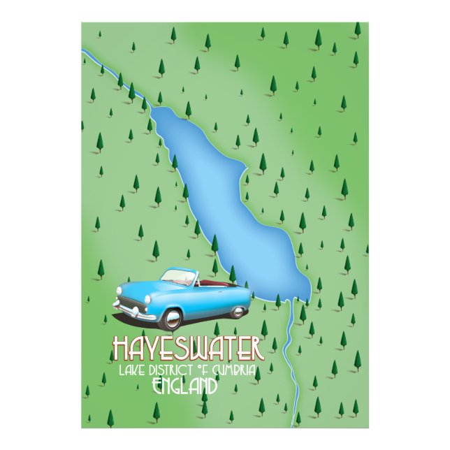 Hayeswater Lake District map travel poster (Front)