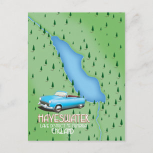 Hayeswater Lake District map travel poster Postcard