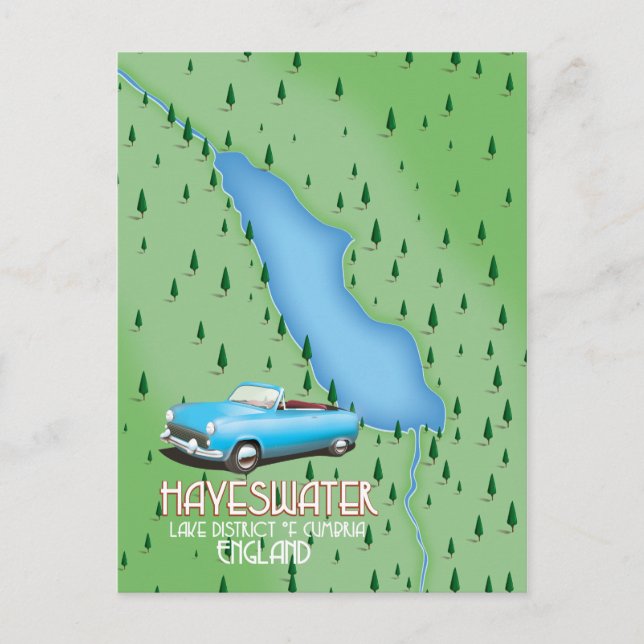 Hayeswater Lake District map travel poster Postcard (Front)
