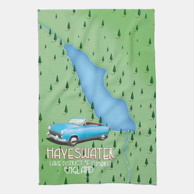 Hayeswater Lake District map travel poster Tea Towel (Vertical)