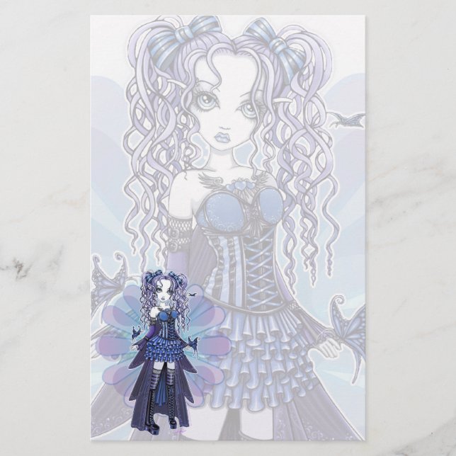 "Haylee" Purple Tattoo Butterfly Fairy Stationery (Front)