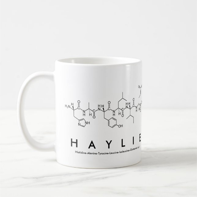 Haylie peptide name mug (Left)