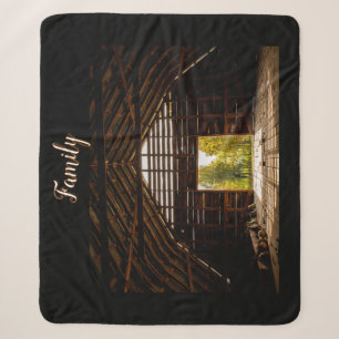 Hayloft of Old Brown Barn With A View Sherpa Blanket