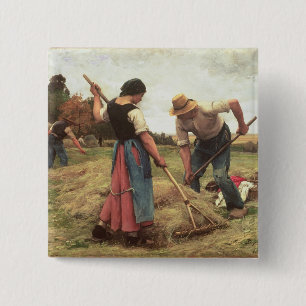 Haymaking, 1880 15 cm square badge