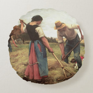 Haymaking, 1880 round cushion