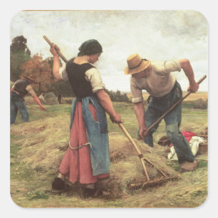 Haymaking, 1880 square sticker