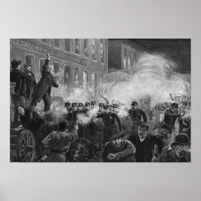 Haymarket Riot Engraving - 1886 Poster (Front)