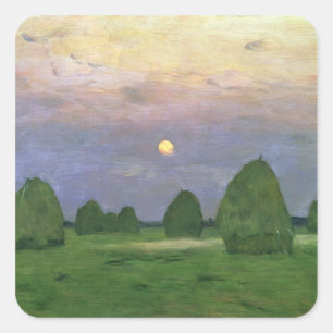 Hayricks at Dusk, 1899 Square Sticker