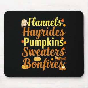 Hayrides Flannel Bonfires Sweaters Fall Halloween Mouse Mat