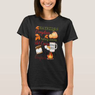 Hayrides Pumpkins Falling Leaves Hot Cocoa Pumpkin T-Shirt