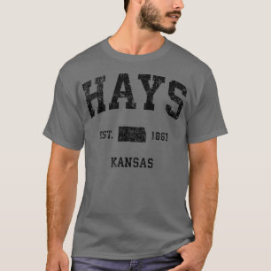 Hays Kansas KS Vintage Sports Design Black Print T-Shirt